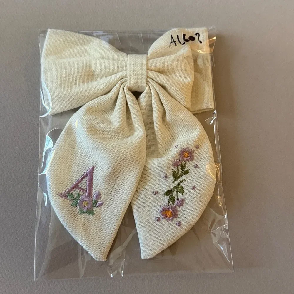 Embroidered Bow Hair Clip for kids A1602
